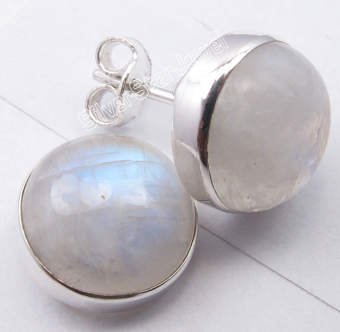 925 Sterling Silver ROUND SHAPE Genuine GEMSTONE New Studs Earrings Collection eBay