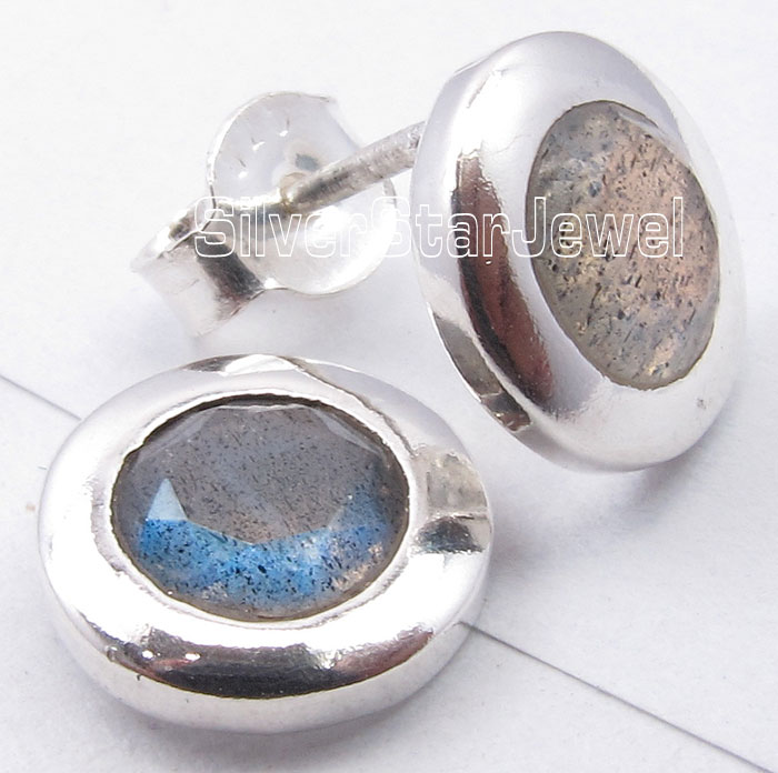 925 Sterling Silver ROUND SHAPE Genuine GEMSTONE New Studs Earrings Collection eBay