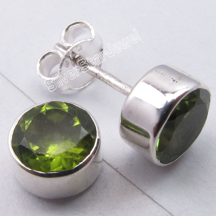 925 Sterling Silver ROUND SHAPE Genuine GEMSTONE New Studs Earrings Collection eBay