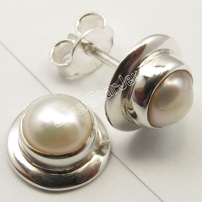925 Sterling Silver ROUND SHAPE Genuine GEMSTONE New Studs Earrings