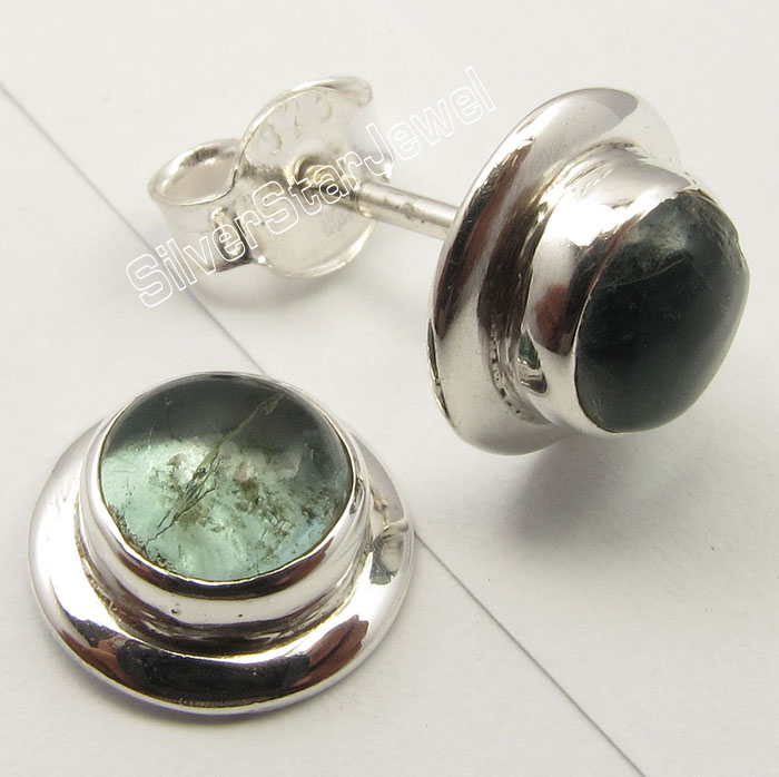 925 Sterling Silver ROUND SHAPE Genuine GEMSTONE New Studs Earrings Collection eBay