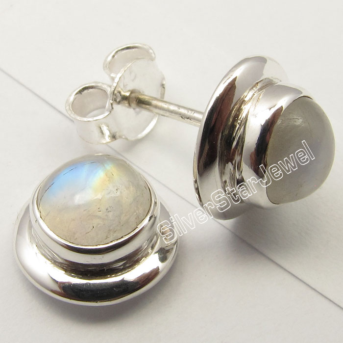 925 Sterling Silver ROUND SHAPE Genuine GEMSTONE New Studs Earrings Collection eBay