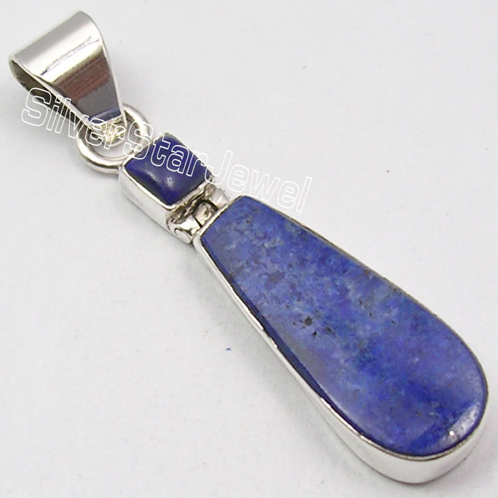 SilverStarJewel Lapis Lazuli Cabochon Pendant On Sterling Silver Chain | 1.2" Handmade Healing Gemstone Jewelry