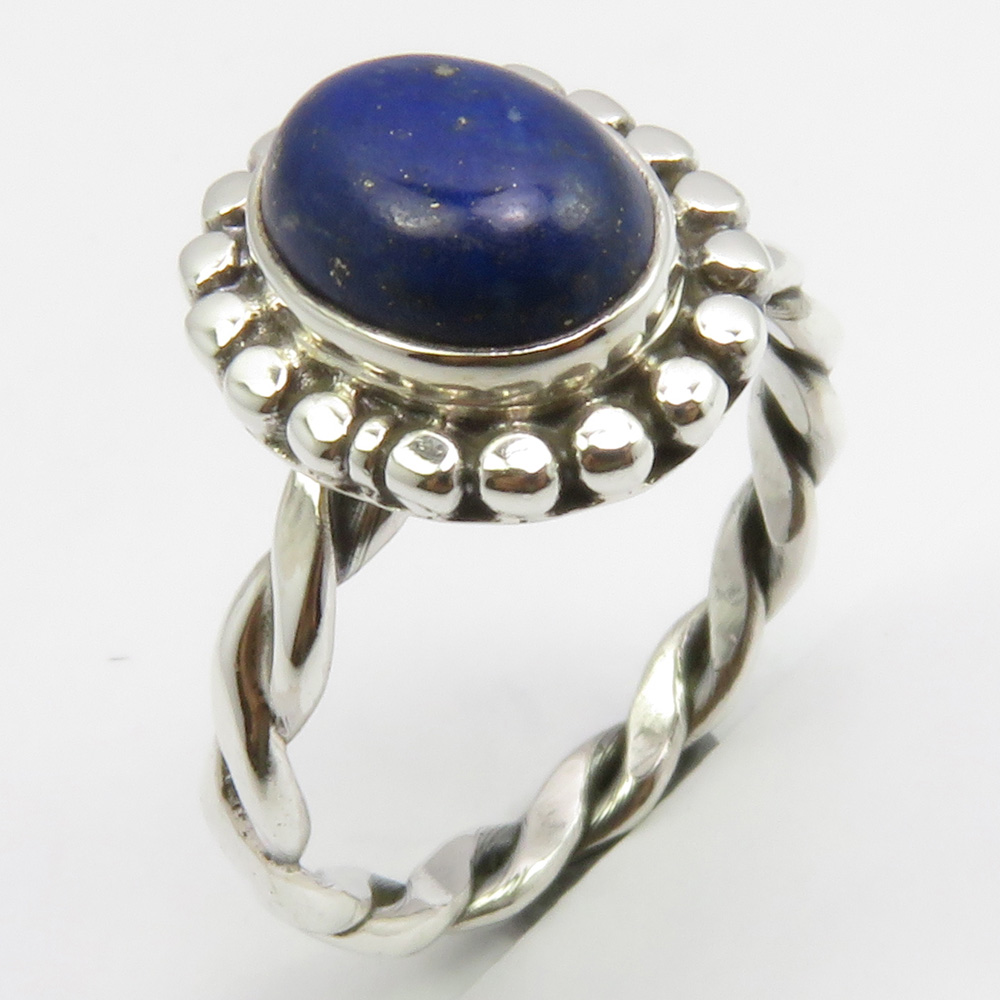 Blue Lapis Lazuli 925 Solid Sterling Silver Oval Shape Ring ~ Gift Rings