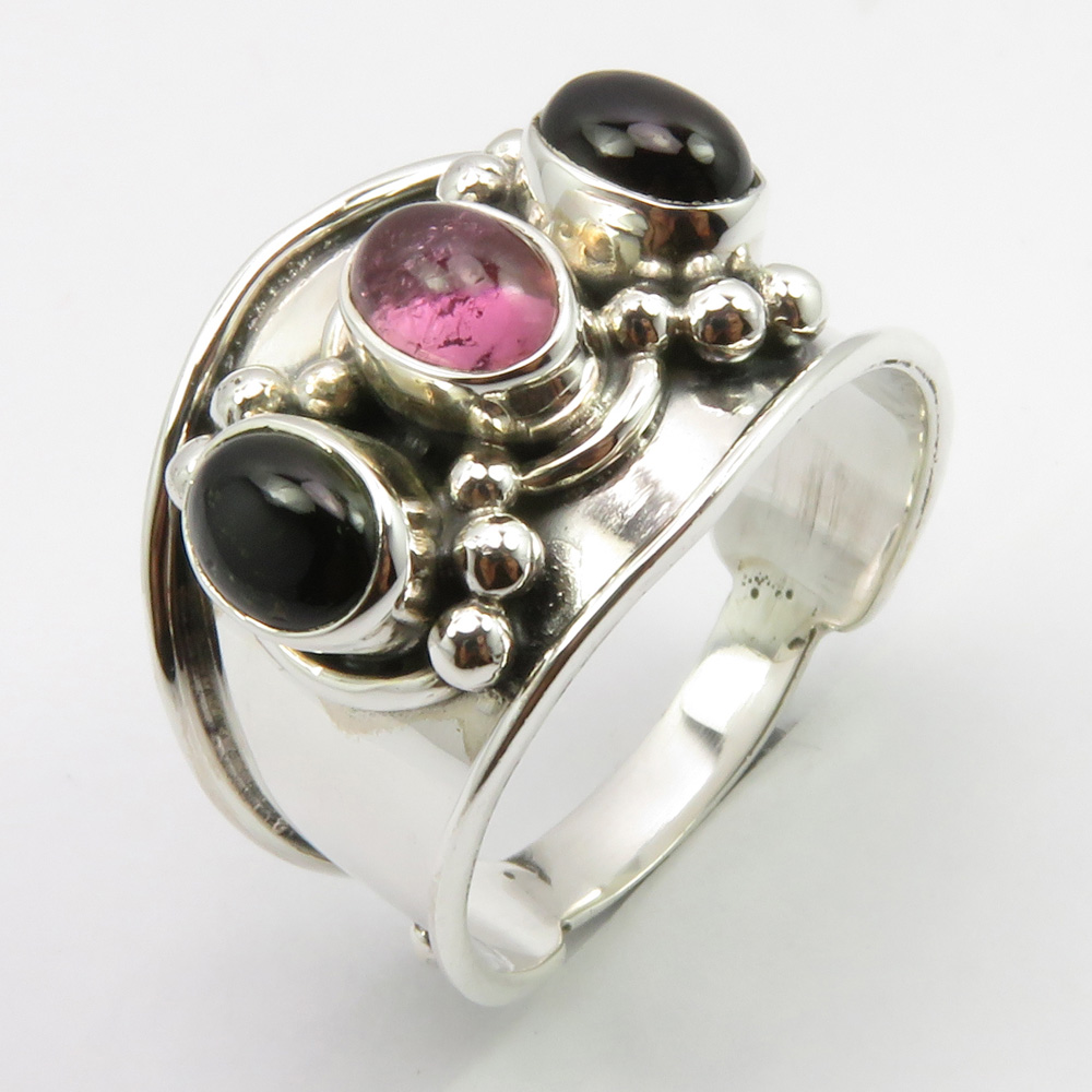Natural Pink Amethyst Gemstone Ethnic Style Jewelry 925 Sterling Silver Ring 9.25 US men/'s ring