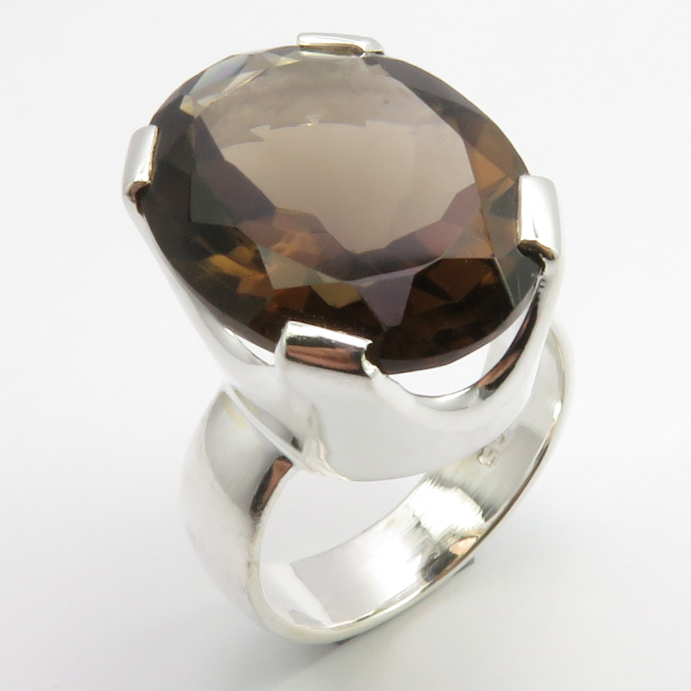 Smokey quartz crystal ring