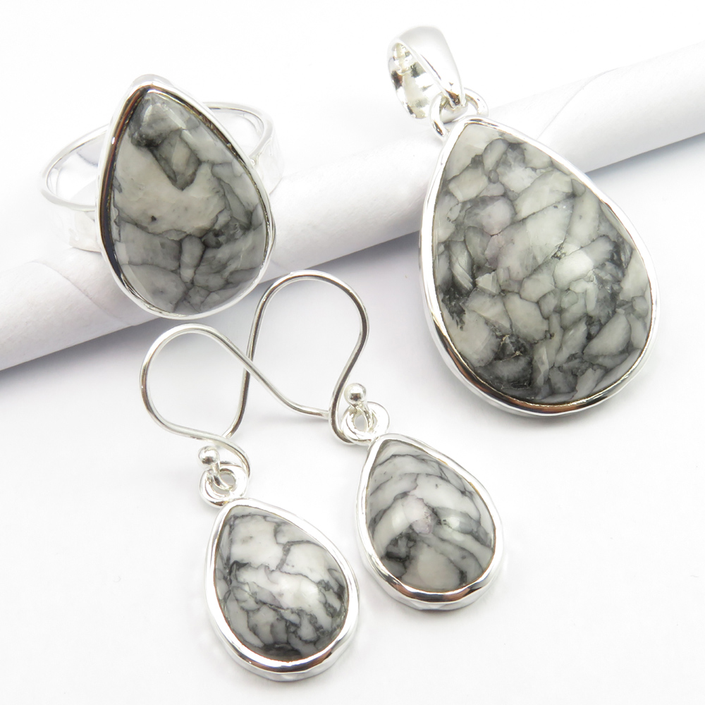 925 Silver Rare Austrian Pinolith Ring Size 9 25 Pendant 1 5 Earrings 1 3 Set Ebay
