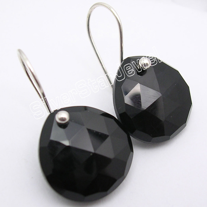 Gemstone Earrings Dangle Earrings Sterling Silver Earrings Onyx Earrings Fish Hook Earrings Valentine Sale Black Onyx Earrings