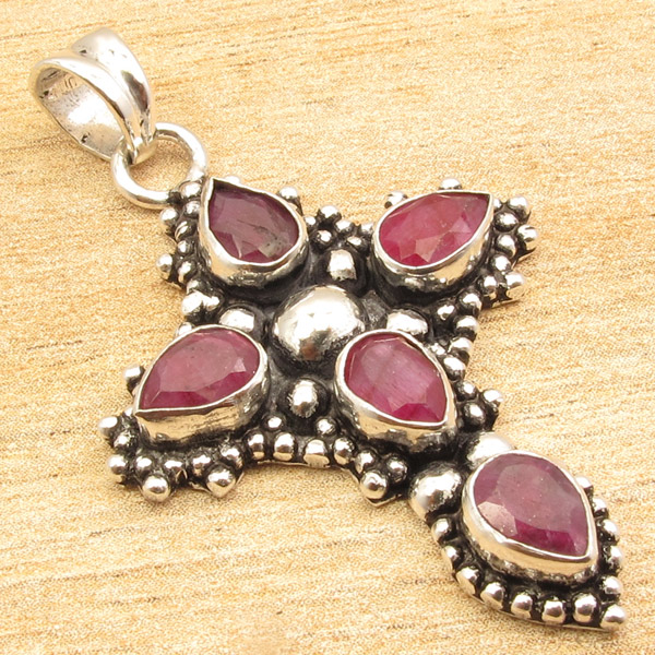 925 Silver Plated Ethnic CROSS Pendant ! Handcrafted Engagement Jewelry